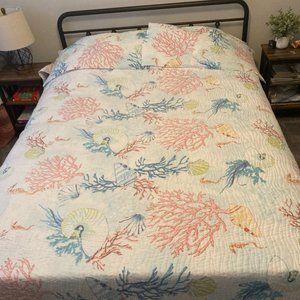 Sea Theme Cotton Quilt and Shams - Size - KING